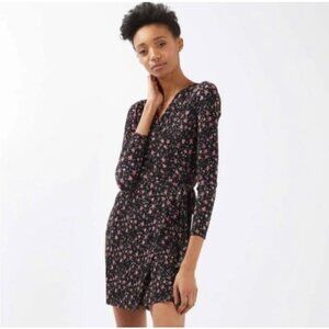 NWOT Topshop Black Star Wrap Dress Long Sleeve Short Length Size 2